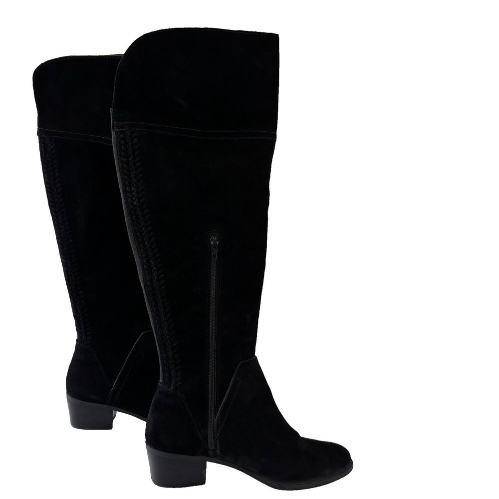 Vince Camuto Bendra Suede Over The Knee Boots Womens 8.5 M Black Flat Zip Goth